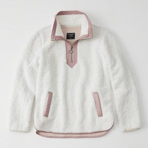 NWT Abercrombie White Sherpa Pullover